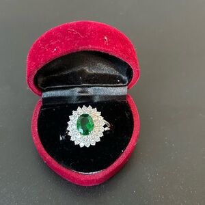 Green ring 14 k gold plated ring